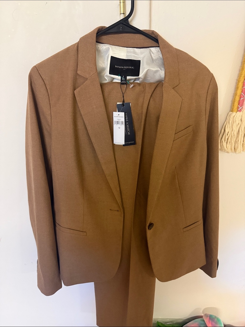 Banana Republic Tan-Brown Tailored Blazer size 12 and matching pants